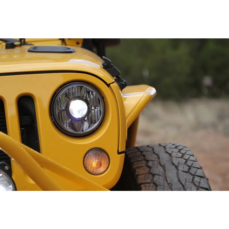 Yellow Jeep with KC HiLiTES Gravity LED Pro DOT Headlight