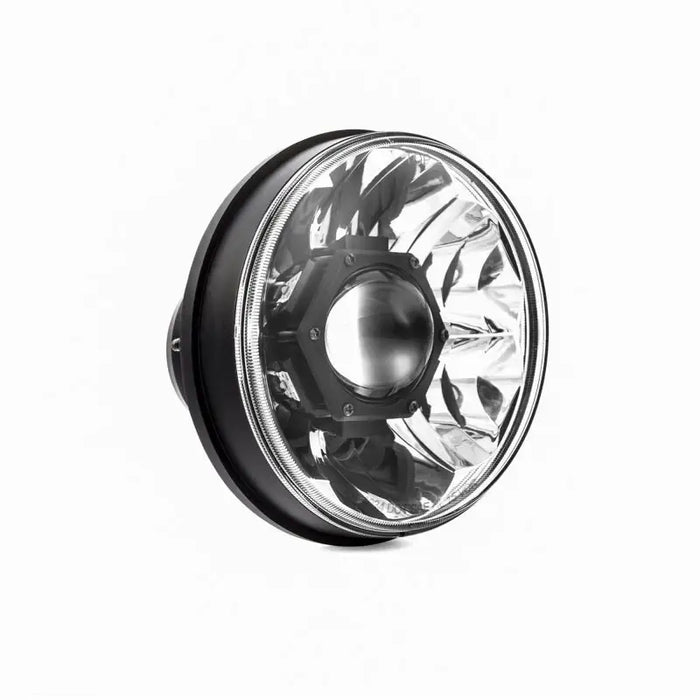 Black and chrome KC HiLiTES 7in. Gravity LED Pro DOT headlight on white background