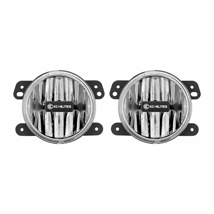 Pair of chromed LED fog lights for Harley Davidson - KC HiLiTES Gravity G4 LED Fog Beam (Pair Pack System)