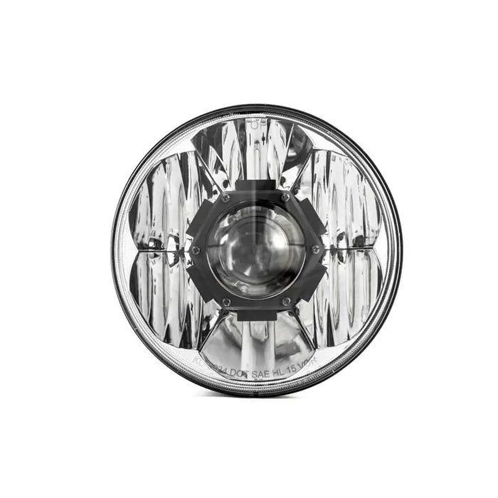 Chrome headlight with white background - KC HiLiTES 7in. Gravity® LED Pro DOT Approved.