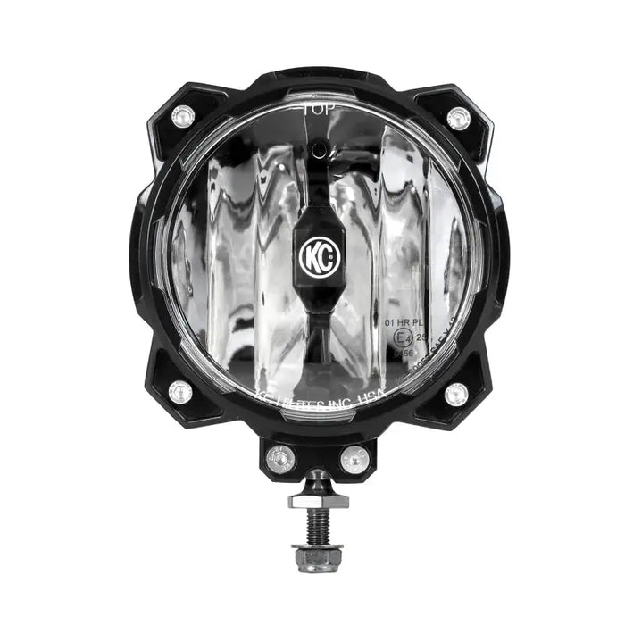 KC HiLiTES Pro6 Gravity LED Light 20w Single Mount SAE/ECE Driving Beam - close up of black and white light photo