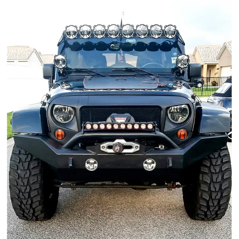 Black Jeep with KC HiLiTES Pro6 Single Gravity LED Light Bar on Ball Mount