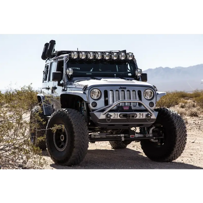 White Jeep with KC HiLiTES 6in. Pro6 Gravity LED Light Single Mount Wide Beam