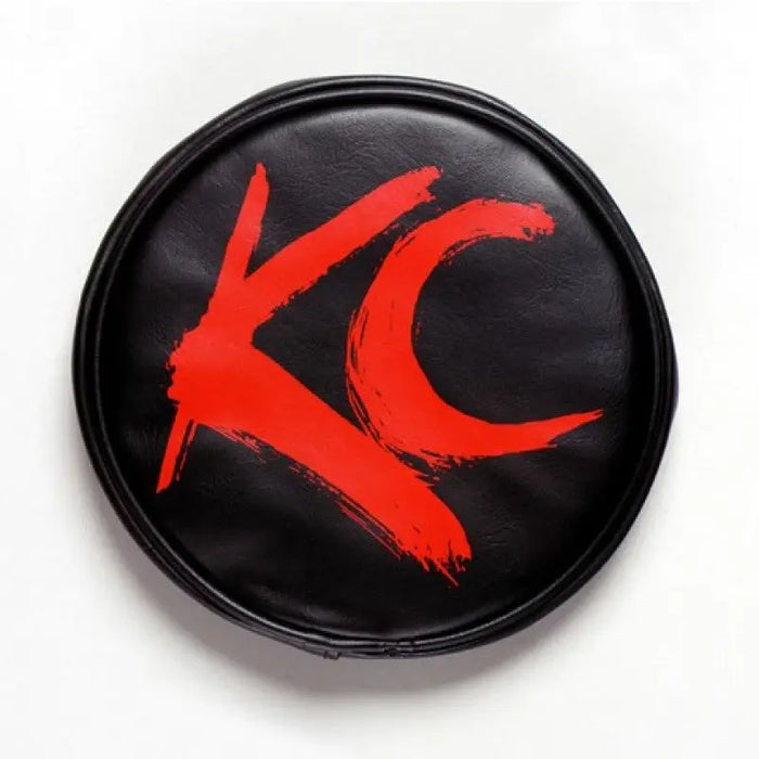Black and red soft vinyl light covers with red K logo by KC HiLiTES