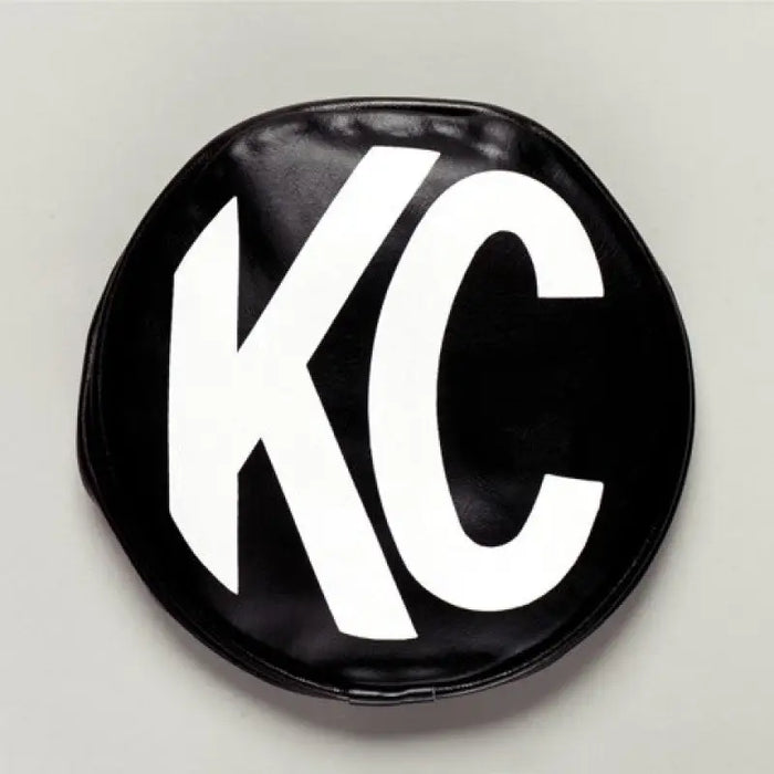 KC HiLiTES 6in. Round Soft Vinyl Cover with Yellow KC Logo - Black, Pair