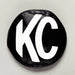 Black and white soft vinyl round light covers with KC logo