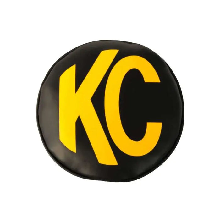 KC HiLiTES 6in. Round Soft Vinyl Light Covers - Black w/Yellow KC Logo
