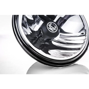 Black wheel with chrome spokes on KC HiLiTES 7in. Gravity LED H4 DOT Approved Replac. Headlight