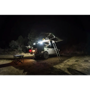 KC HiLiTES C2 LED area flood lights with heat sink design on truck tent roof