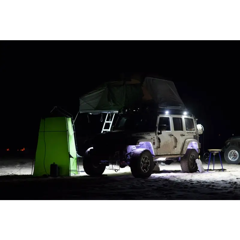 KC HiLiTES C-Series C2 LED 2in. Backup Area Flood Light 20w - Pair Pack System parked jeep tent night