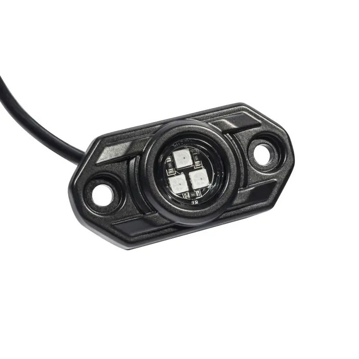 KC HiLiTES C-Series RGB LED Rock Light Kit (Incl. Wiring) - Set of 6 - small round black and white plastic and metal connector