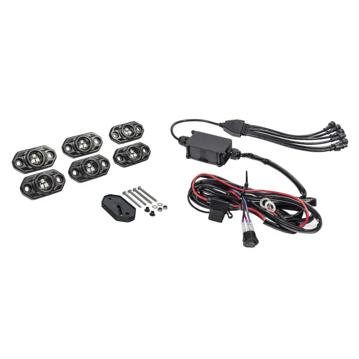 KC HiLiTES C-Series RGB LED Rock Light Kit - Set of 6 with Wiring, Close up View