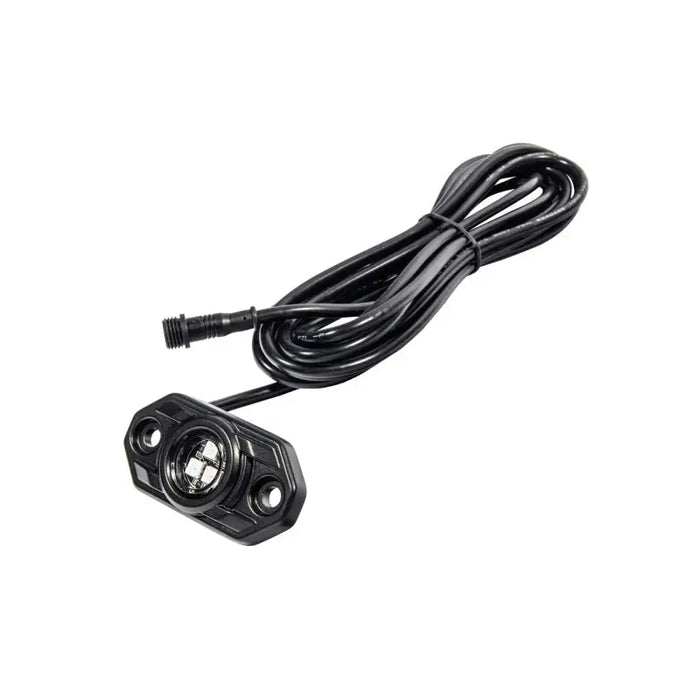 KC HiLiTES C-Series RGB LED Rock Light Kit - Set of 6, black power cord with white wiring.