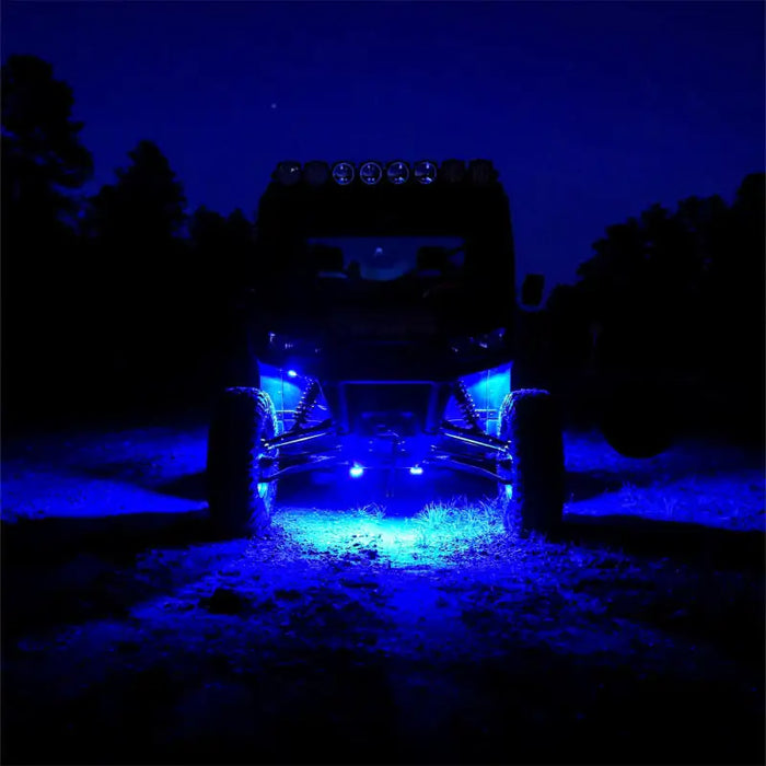 Blue-lit jeep with KC HiLiTES Cyclone V2 LED Replacement Lens