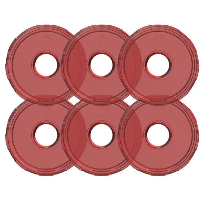 Red plastic washers for KC HiLiTES Cyclone V2 LED replacement lens, made of polycarbonate material