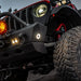 Red Jeep with KC Hilites Cyclone V2 Surf Mt Adap Light Kit