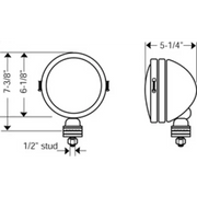 ’KC HiLiTES Daylighter 6in. Halogen Light 100w Spot Beam - Black SS with round headlight drawing’