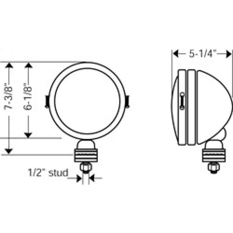 ’KC HiLiTES Daylighter 6in. Halogen Light 100w Spot Beam - Black SS with round headlight drawing’