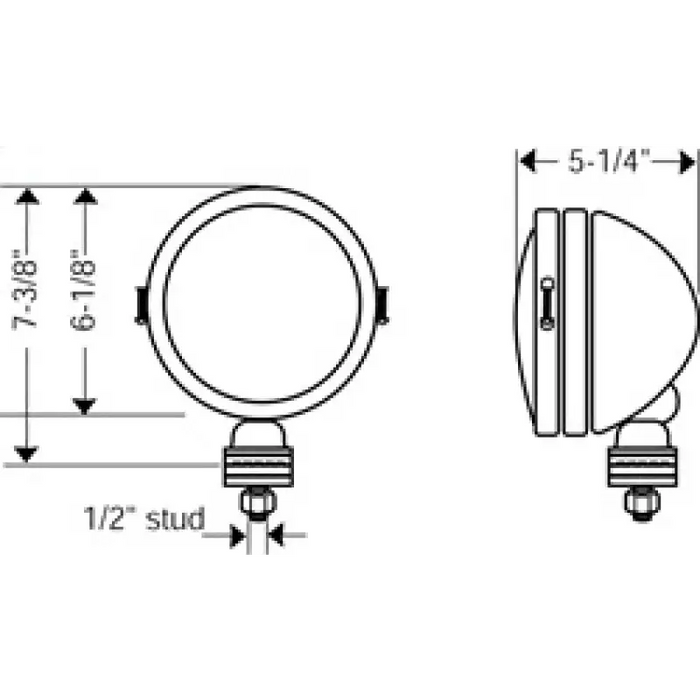 ’KC HiLiTES Daylighter 6in. Halogen Light 100w Spot Beam - Black SS with round headlight drawing’