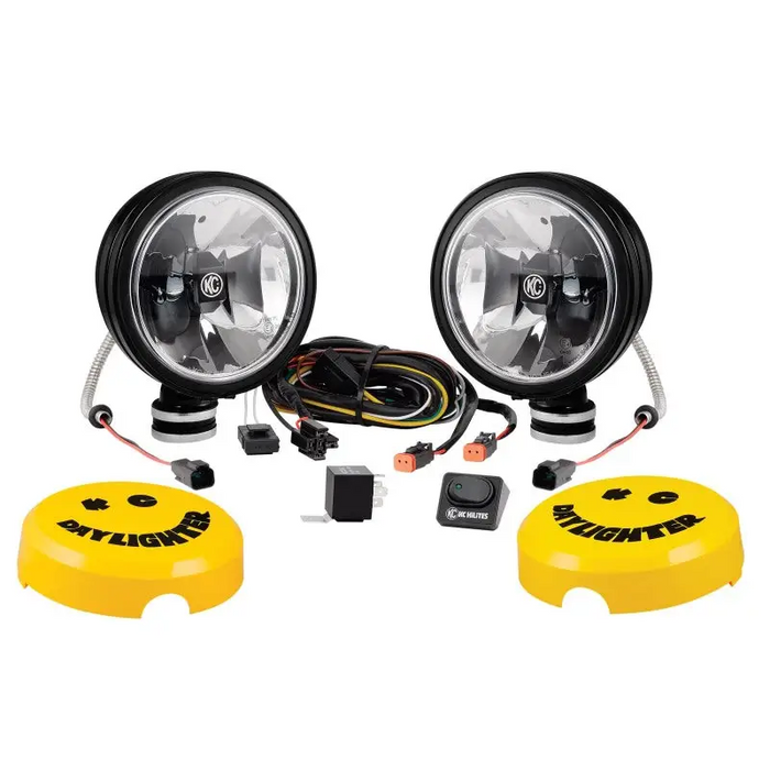 Pair of yellow fog lights with wiring - KC HiLiTES Daylighter Gravity G6 LED 20w SAE/ECE Driving Beam (Pair Pack System)