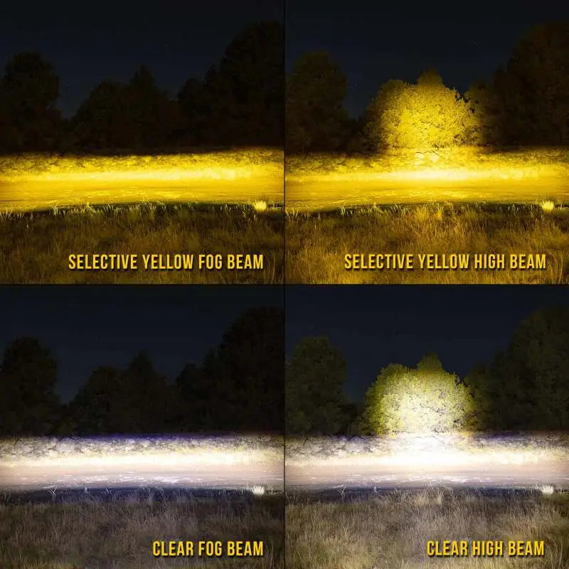 KC HiLiTES FLEX ERA Fog Lights with different light effects.