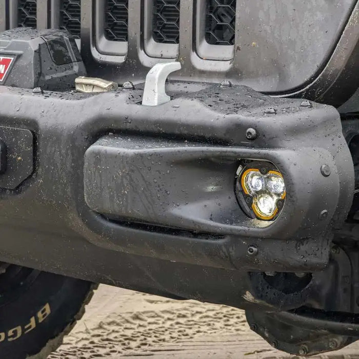 Close up of jeep with light on - KC HiLiTES FLEX ERA 3 Dual Mode SAE Fog Lights