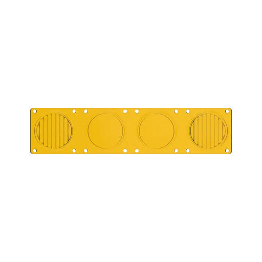 Yellow plastic door plate with four round holes for KC HiLiTES FLEX ERA LED Performance.