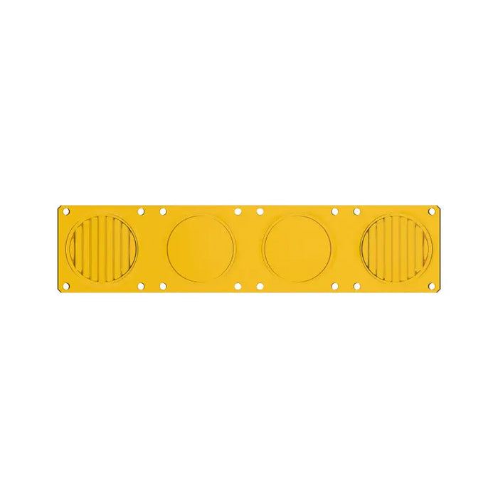 Yellow plastic door plate with four round holes for KC HiLiTES FLEX ERA LED Performance.