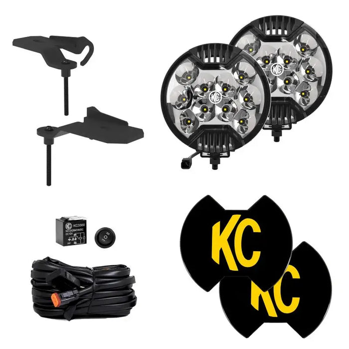 KC HiLiTES Jeep 392/Mojave SlimLite LED Ditch Light Kit with KC LED light kit displayed on a product.