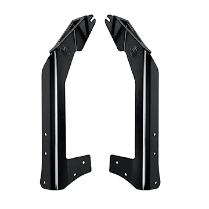 Black aluminum front fender fenders for BMW E-type displayed on KC HiLiTES Xross Bar Light Mount.