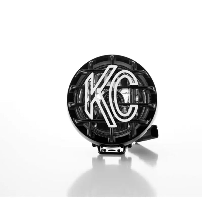 Black KC HiLiTES Rally 400 4in. Round Halogen Light with Logo of KF, 55w Spread Beam