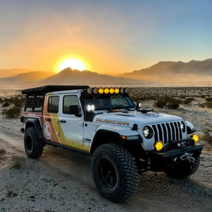 SlimLite® LED lights on jeep driving down dirt road