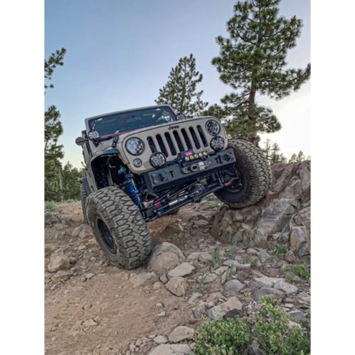 KC HiLiTES SlimLite LED lights on a jeep navigating rocky trail