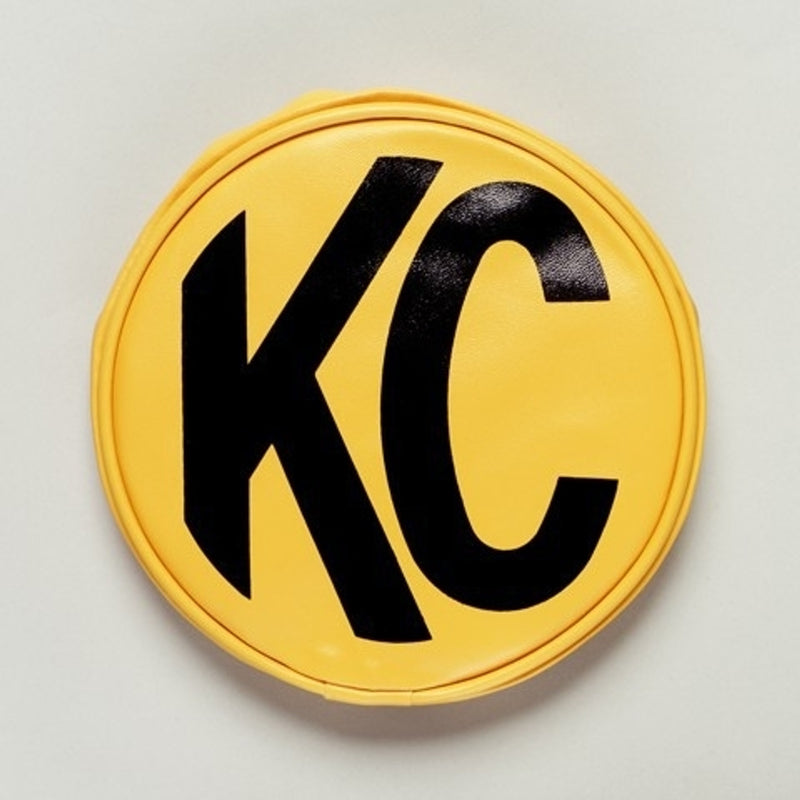 KC HiLiTES Retro 6in Yellow Vinyl Light Cover w/ Black KC Logo (Pair)