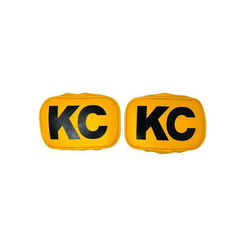 KC HiLiTES Retro 5in x 7in Rectangular Yellow Vinyl Light Cover w/ Black KC Logo (Pair)