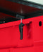 Lund black genesis tri-fold tonneau cover with red toolbox