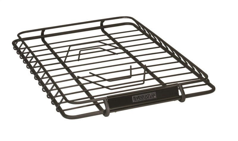 Lund universal roof rack cargo basket in black, suitable for jeep wrangler and ford bronco