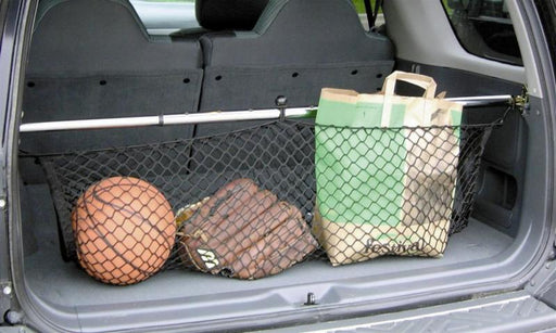 Lund universal cargo bar w/net - black with basket in trunk