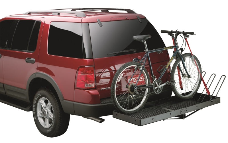 Red suv with bike attachment - lund universal cargo carrier for jeep wrangler and ford bronco