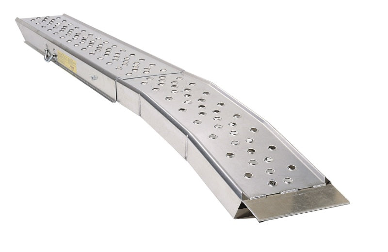 Lund universal folding arched ramp - brite stainless steel plate with holes