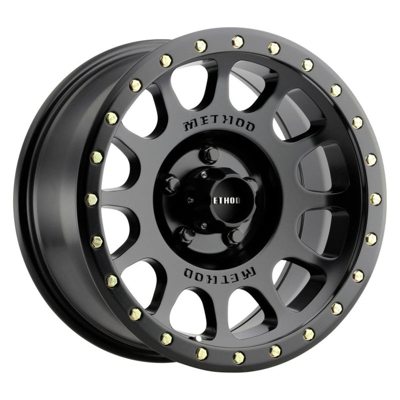 Method mr305 nv 18x9 gloss matte black wheel with gold studs