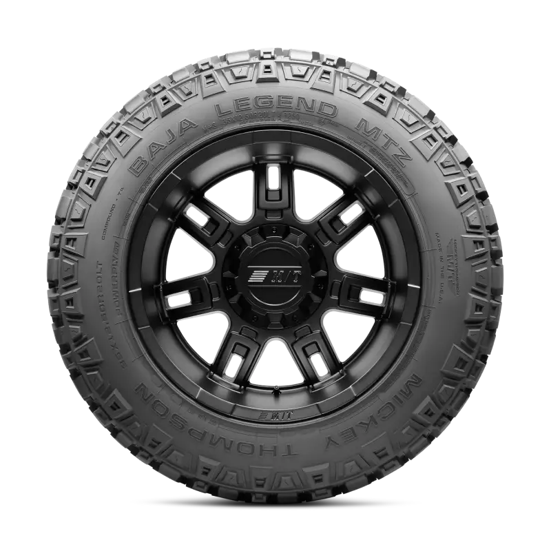 Black Mickey Thompson Baja Legend MTZ Tire on white background