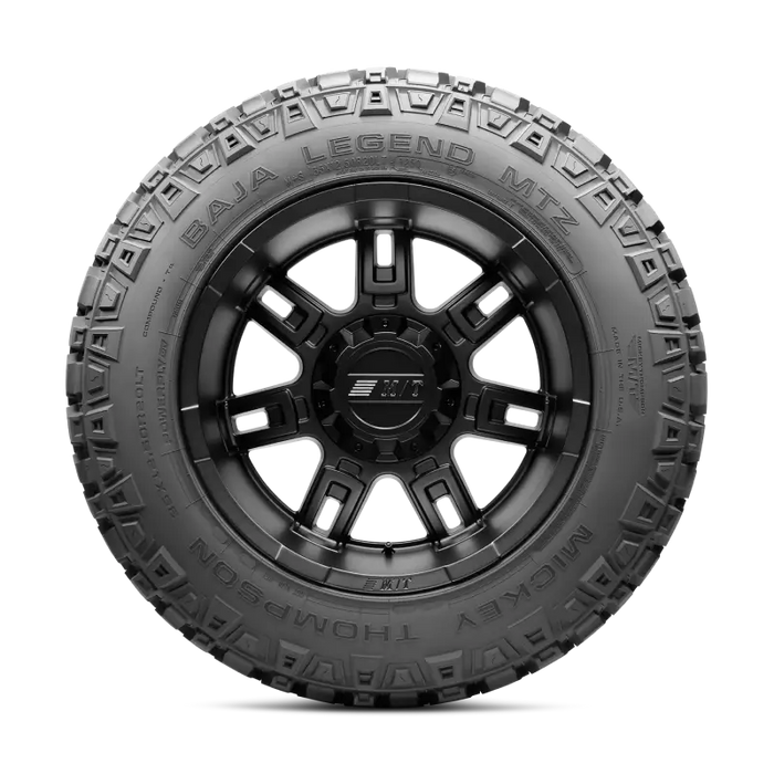 Black Mickey Thompson Baja Legend MTZ Tire on white background