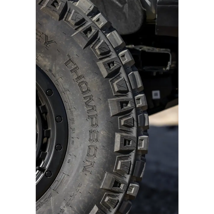 Close up of front tire on truck: Mickey Thompson Baja Legend MTZ Tire.