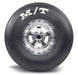 Mickey thompson drag tire with white and black spokes for jeep wrangler