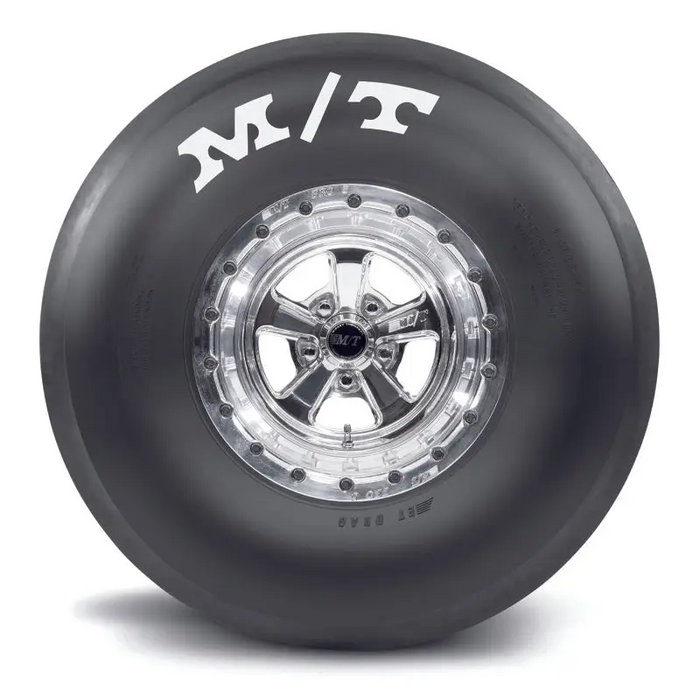 Mickey Thompson drag tire with car-inspired wheel design