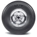 Mickey Thompson Pro Bracket black tire with white rim and spoke.