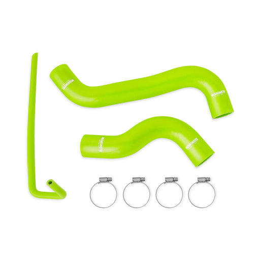 Green silicone intake kit for bmw s100 displayed with mishimoto 2022+ subaru wrx silicone radiator coolant hose kit - neon yellow