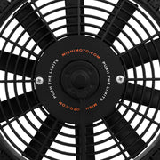 Mishimoto r33/r34 nissan skyline aluminum fan shroud kit - black fan with words ’ ’on it