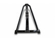 N-fab bed mounted tire carrier universal - gloss black - black strap with black metal triangle on white background